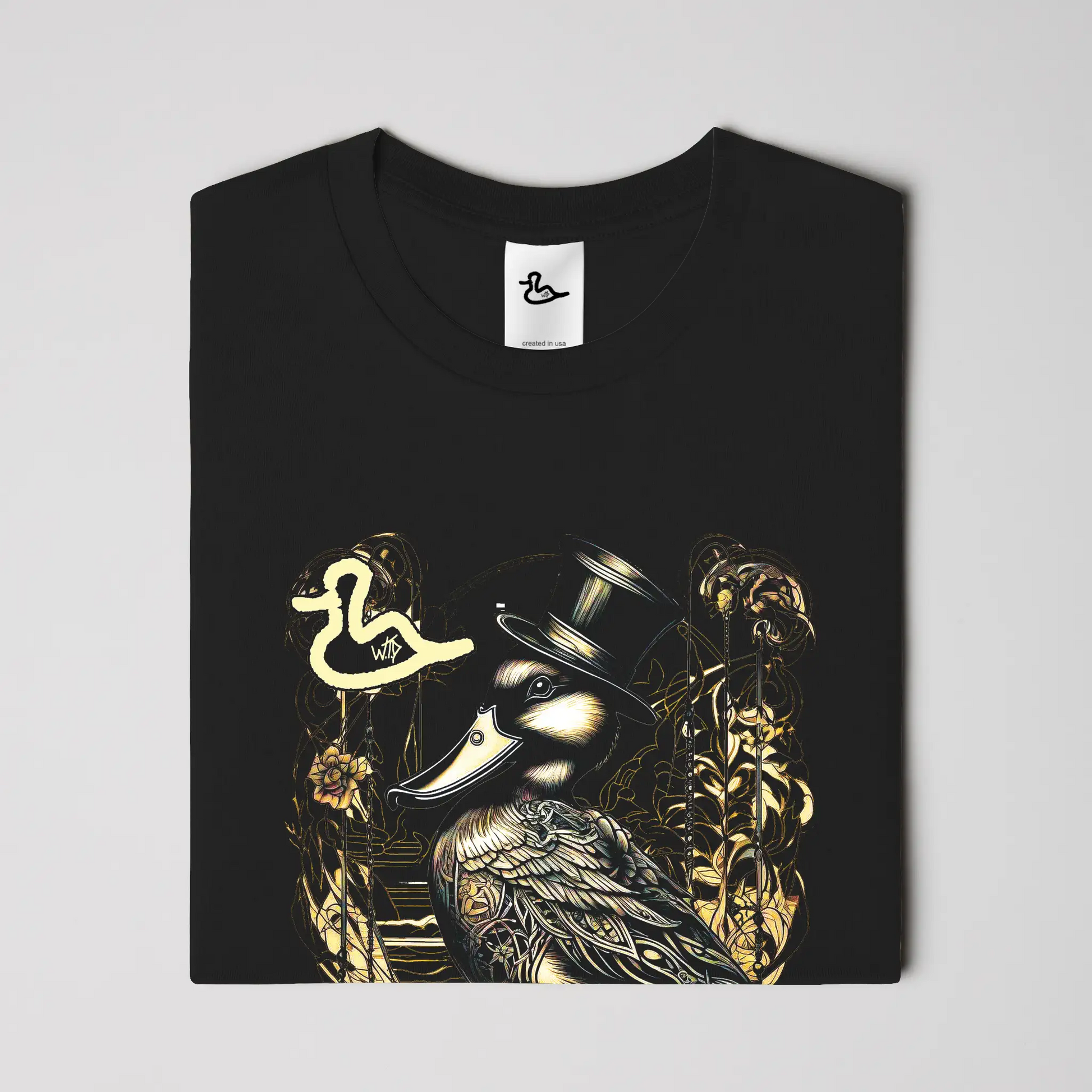wtd &amp;quot;Top-Hat and Feathers&amp;quot; T Shirt (BLK) New