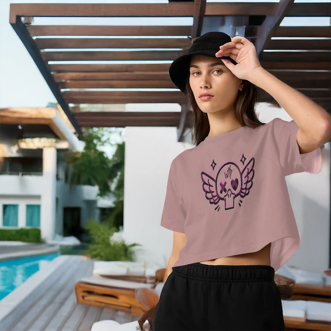  Women's WTD Heart Skull Crop