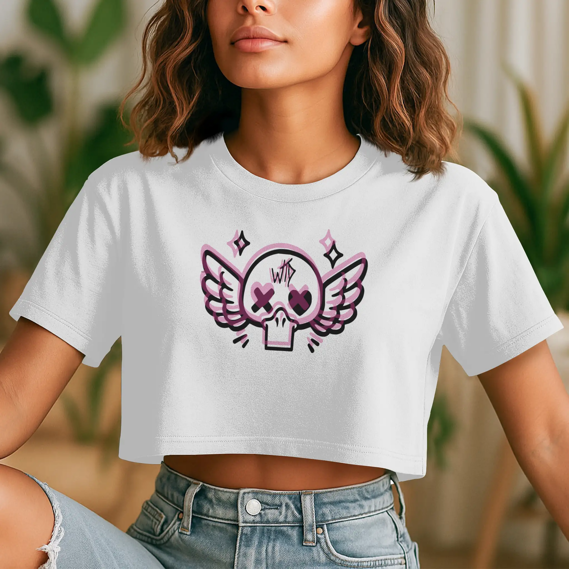  Women's WTD Heart Skull Crop