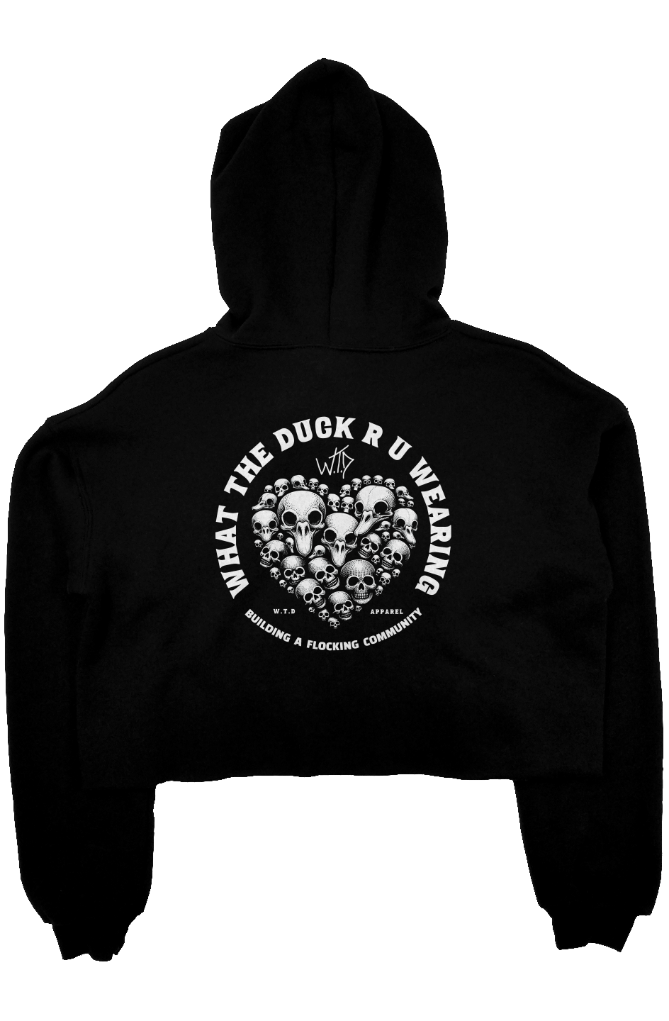 WTD RU wearing back print Athletic crop fleece hoodie