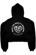 WTD RU wearing back print Athletic crop fleece hoodie