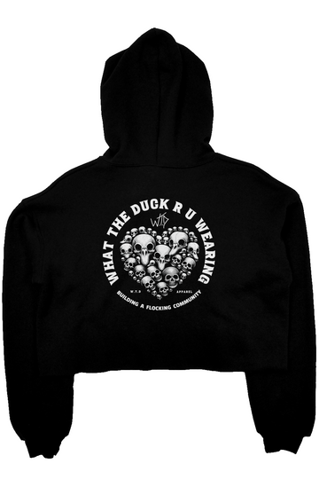 WTD RU wearing back print Athletic crop fleece hoodie