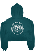 WTD RU wearing back print Athletic crop fleece hoodie