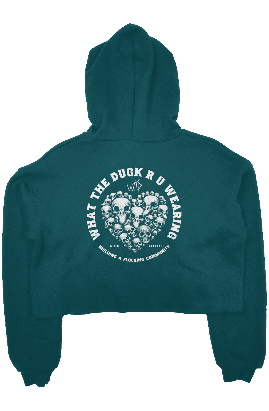 WTD RU wearing back print Athletic crop fleece hoodie