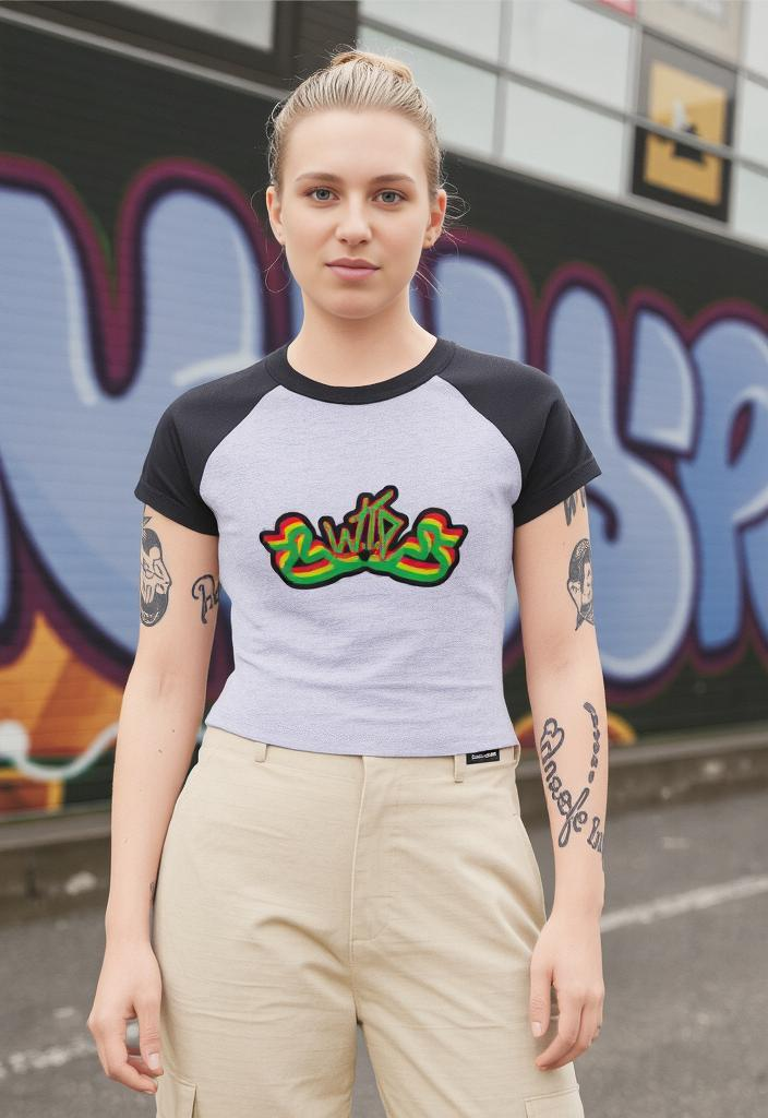 WTD "Rasta/Duck/W" Micro Rib Raglan Baby Tee